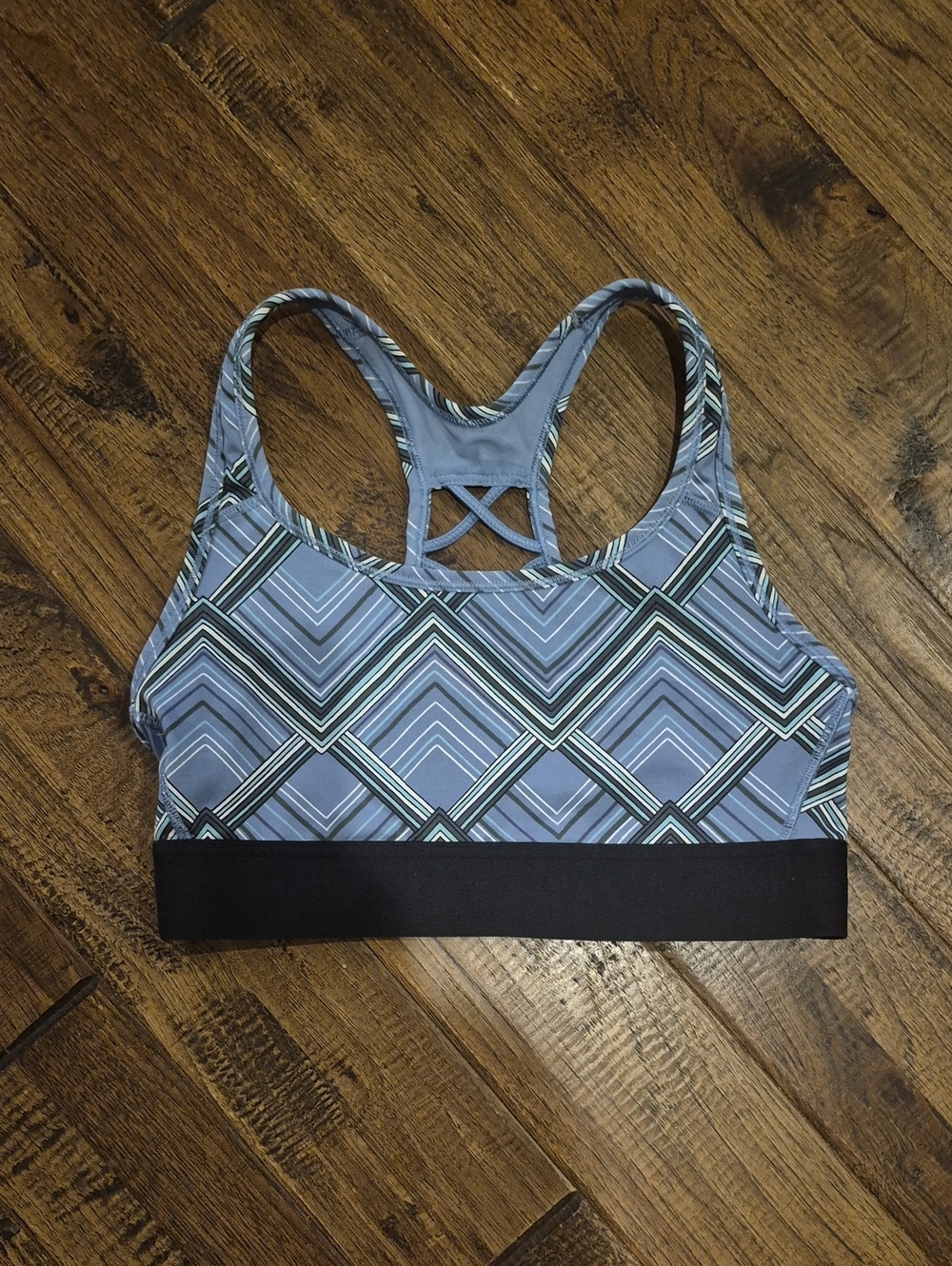 Victoria's Secret Gray and Black Geometric Racerback Sports Bra